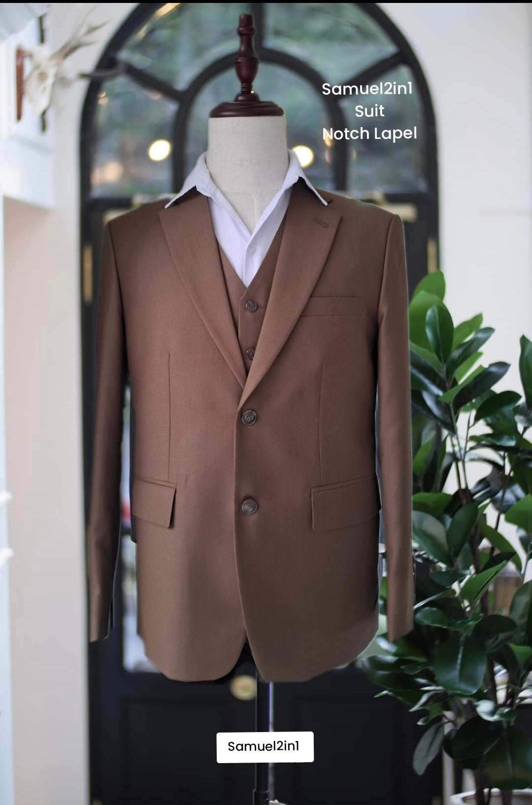 Brown Suit with Vest by Samuel2in1