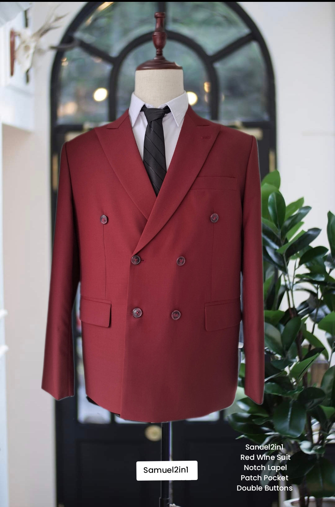 Red Wine Suit Double Buttons - Made to Order