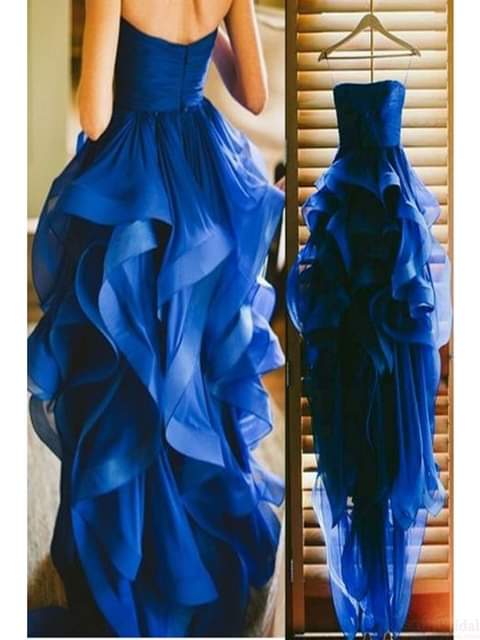 Ruffle Layered High-Low Dress - Blue