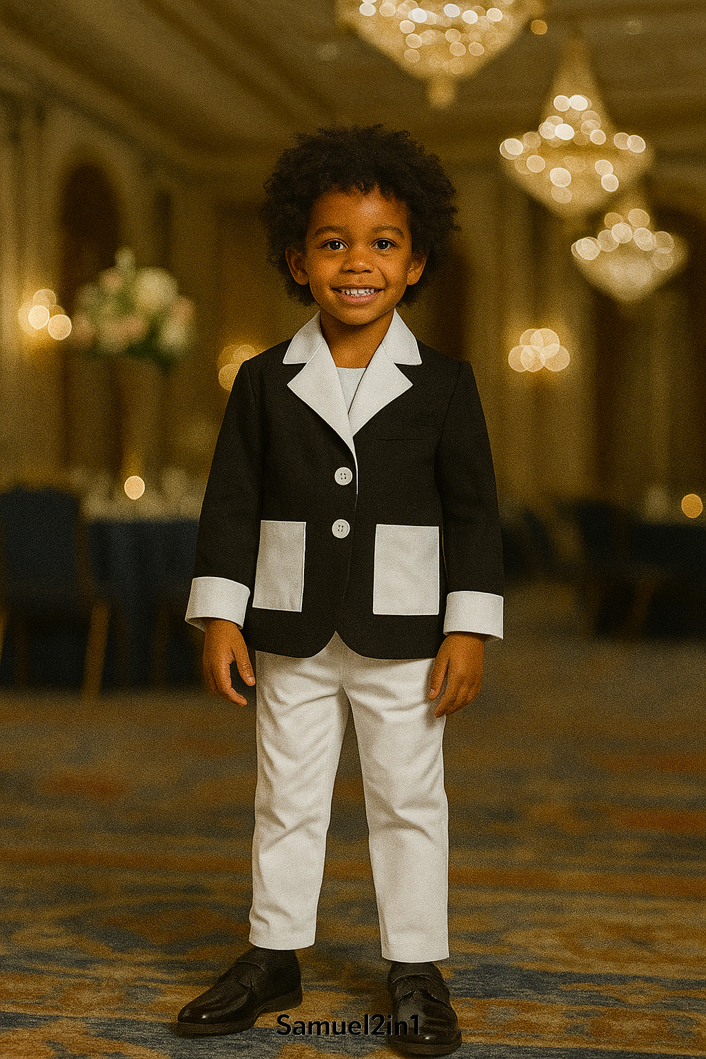 Kids Suit Rental - Black & White (Age 10-12)