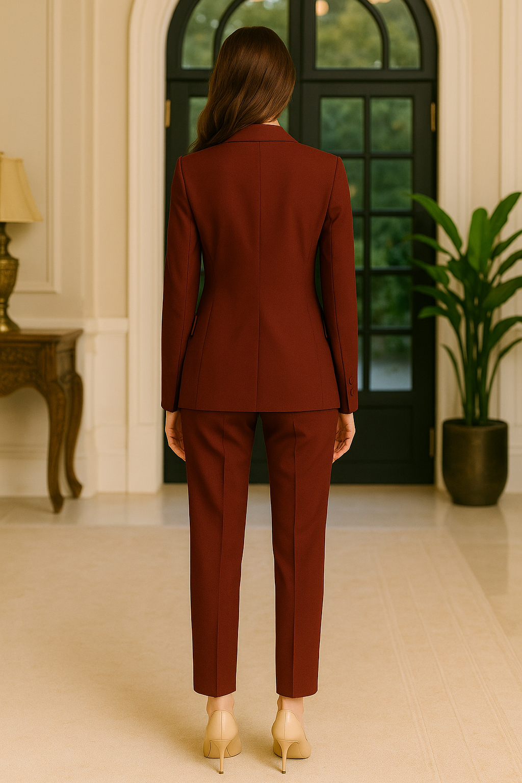 สูทผู้หญิงสีแดง Burgundy สั่งตัด (Made to Order) | Dress Co Rental