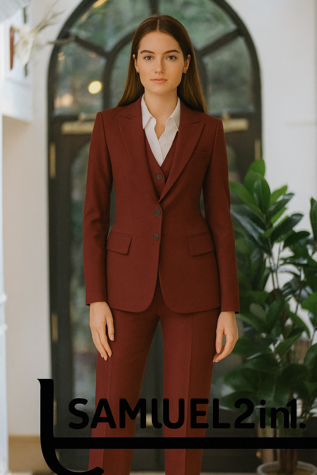 สูทผู้หญิงสีแดงไวน์ สั่งตัด (Made to Order) | Dress Co Rental
