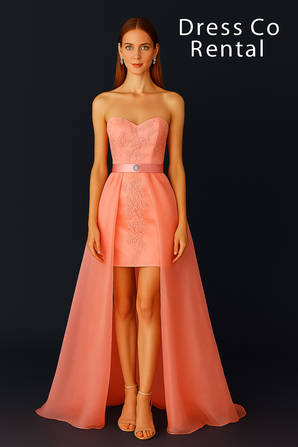 Pink High-Low Lace Gown