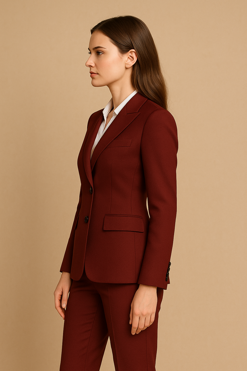 สูทผู้หญิงสีแดง Burgundy สั่งตัด (Made to Order) | Dress Co Rental