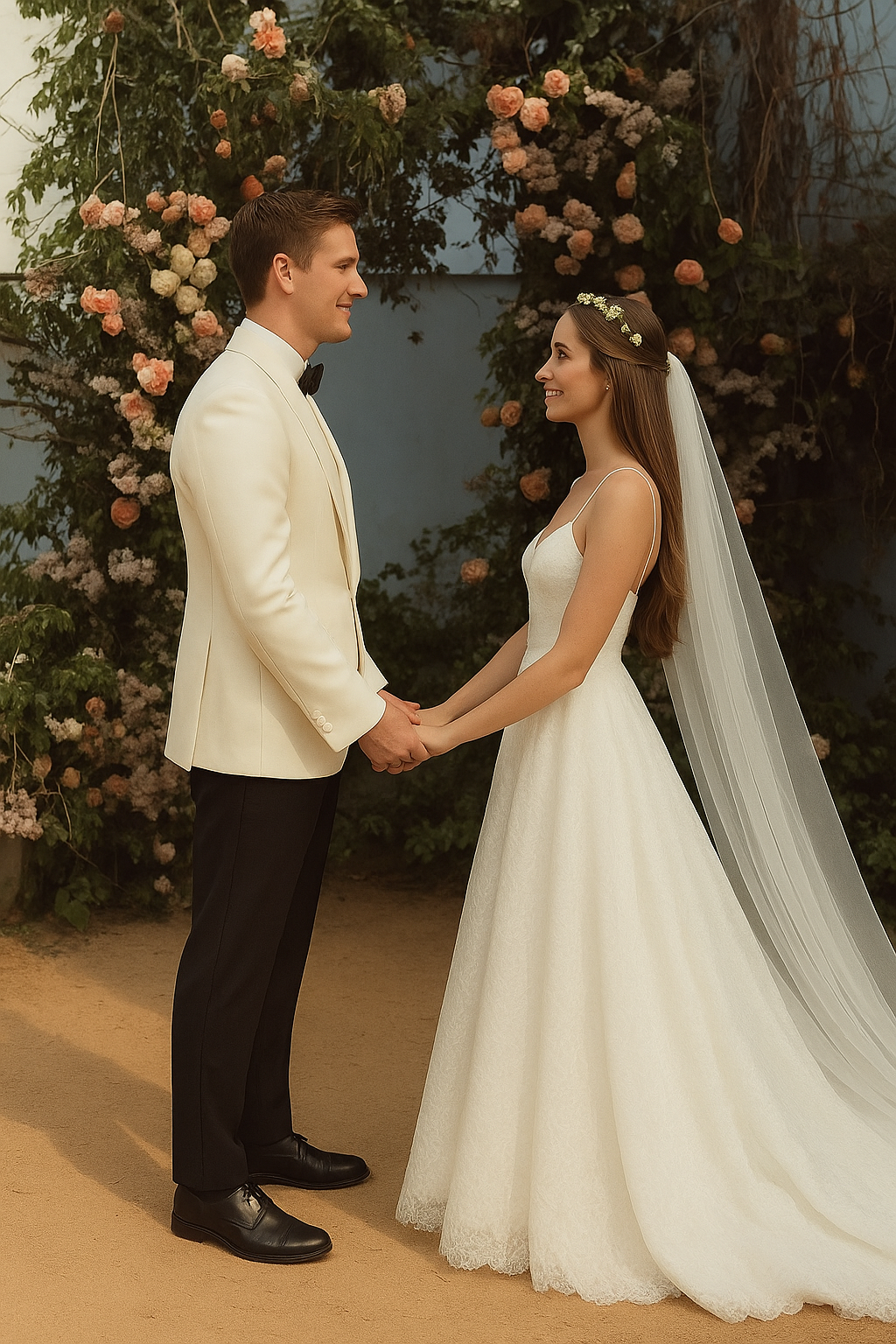 Elegant White & Black Groom Tuxedo (Made-to-Rent)