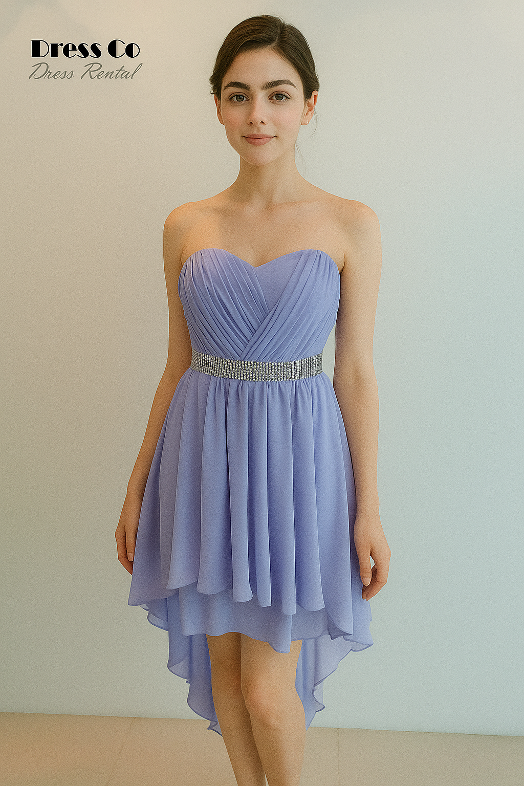 เดรสม่วงพาสเทลแต่งชั้นเลเยอร์ | Pastel Purple Layered High-Low Dress