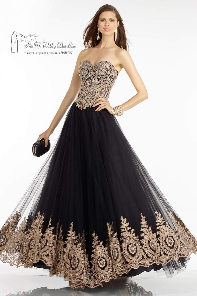 Black Vintage Floral Gown