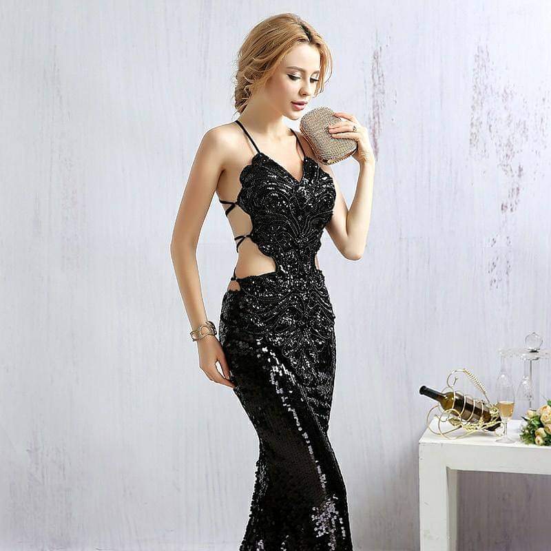 Black Sequin Mermaid Dress