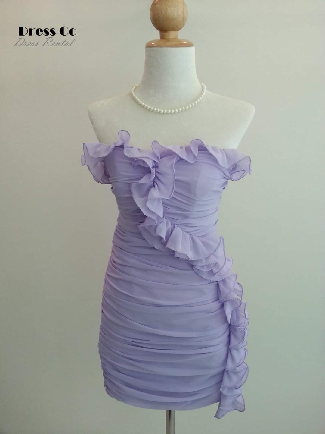 เดรสสายเดี่ยวชีฟองแต่งดอก / Lilac Chiffon Strap Dress