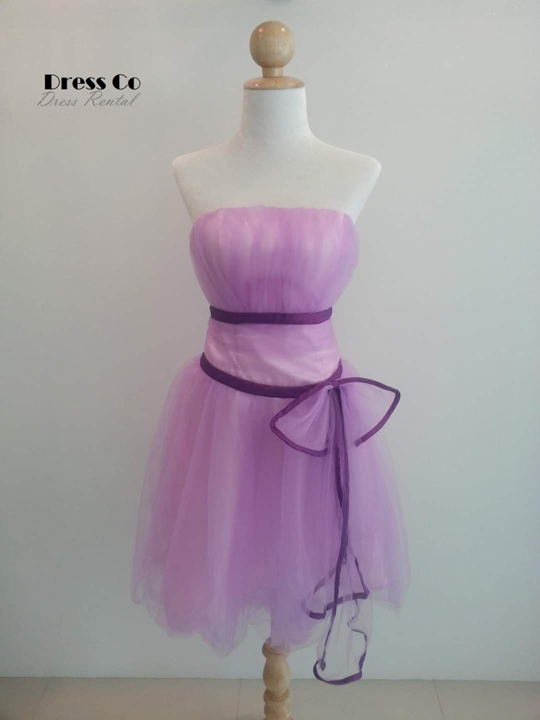 เดรสสายเดี่ยวผ้าตาข่ายสีม่วง | Purple Tulle Bow Dress