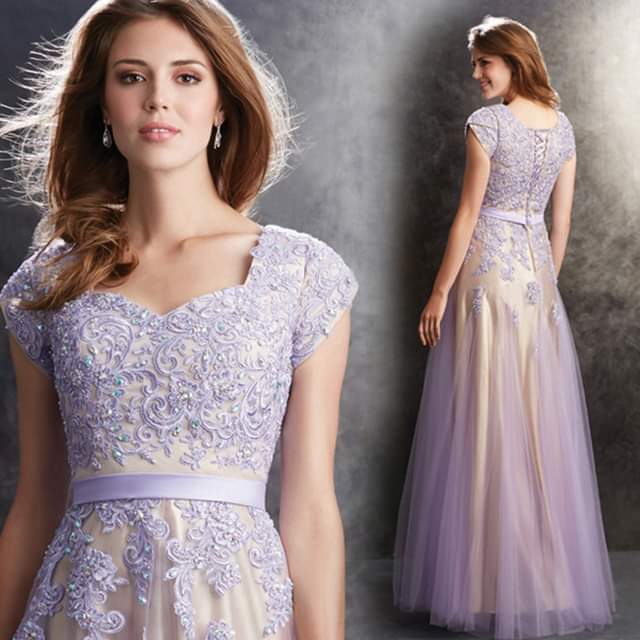 Lilac Embroidered Sequin Long Dress