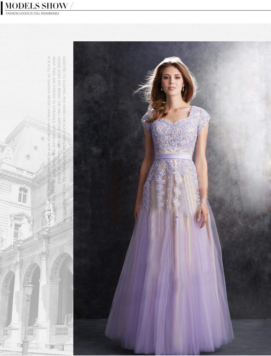 Lilac Embroidered Sequin Long Dress