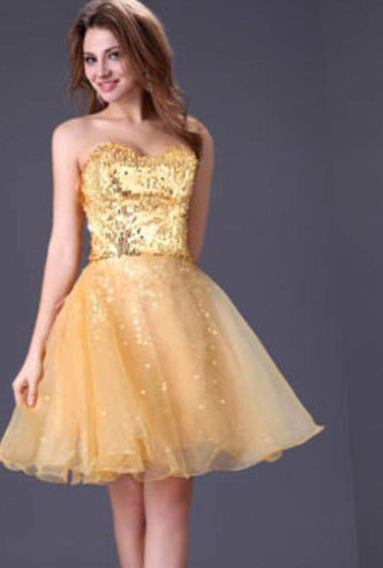 เดรสเหลืองวิบวับปาร์ตี้ / Yellow Sequin Party Dress
