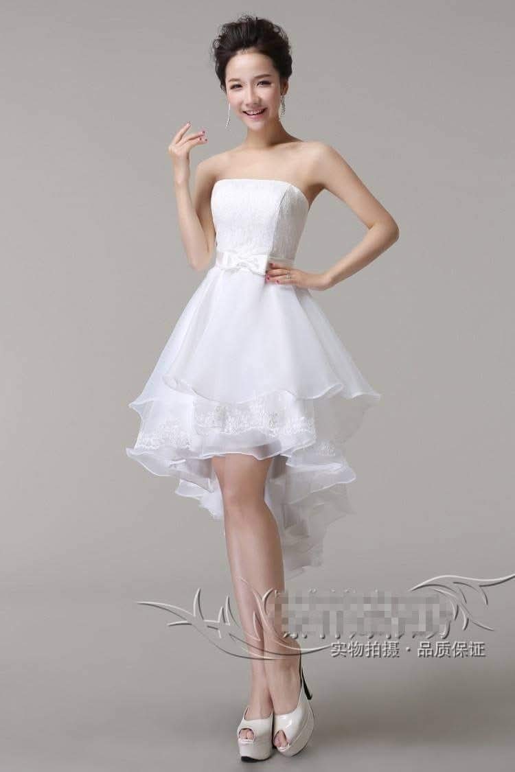 เดรสลูกไม้ขาวหน้าสั้นหลังยาว | White Lace High-Low Dress
