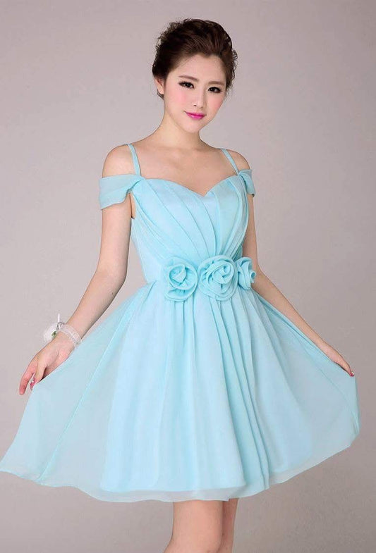 Sky Blue Shoulder Strap Dress