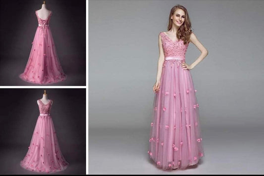 3D Floral Pink Dress