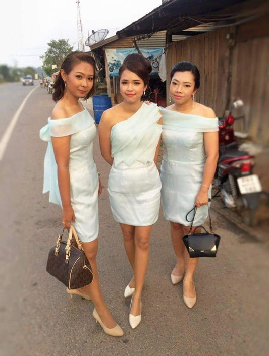 Customer wearing evening dress – Customer Review