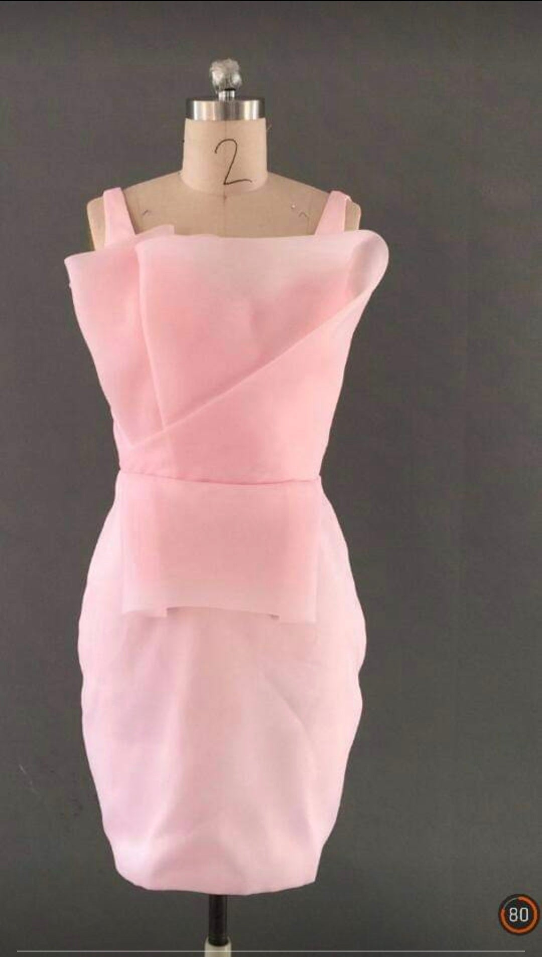 เดรสชมพูสั้นสายเดี่ยว ดีไซน์จับจีบ / Pink Draped Strap Dress