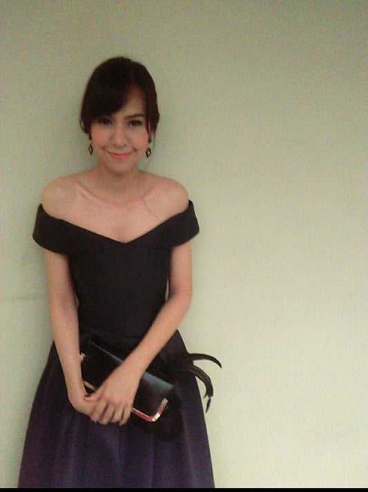 Customer wearing evening dress – Customer Review