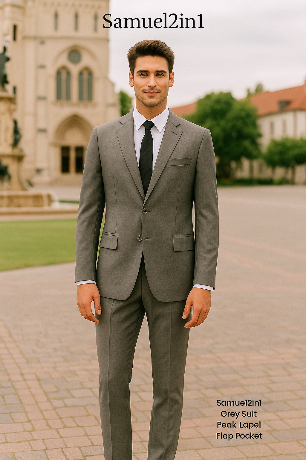 ชุดสูทสีเทา คอปกแหลม | Grey Peak Lapel Suit - Made to Order