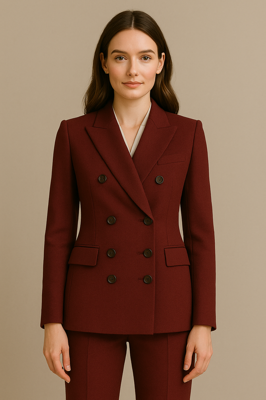 สูทผู้หญิงสีแดง Burgundy กระดุมคู่ สั่งตัด (Made to Order) | Dress Co Rental
