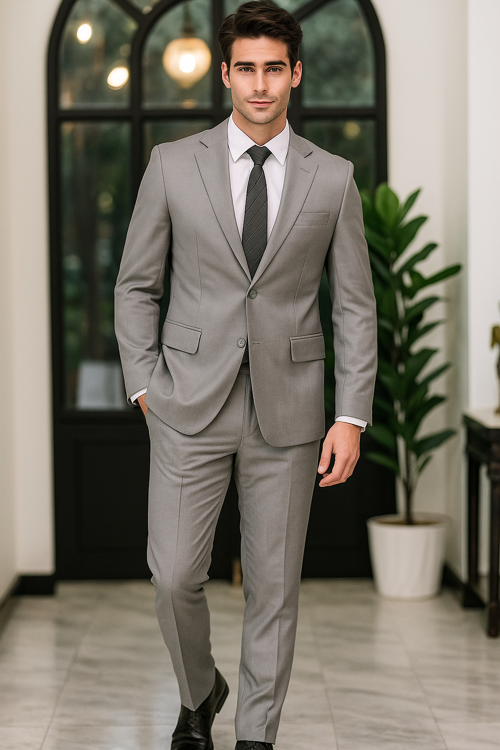 ชุดสูทสีเทา คอปกแหลม | Grey Peak Lapel Suit - Made to Order