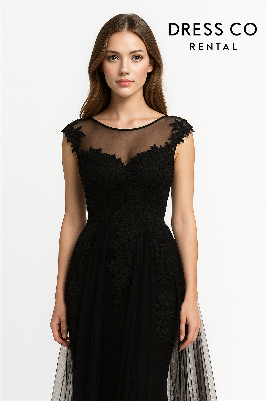 Black Lace Short-Long Dress