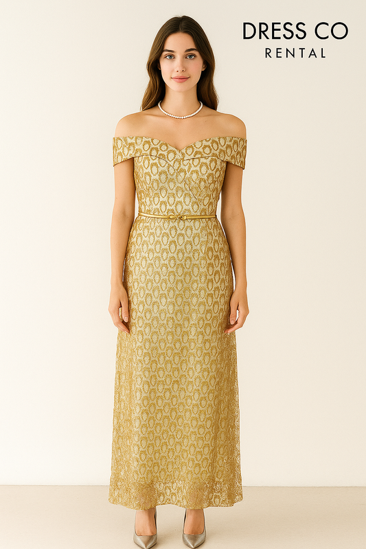 Gold Sequin Off-Shoulder Elegant Dress