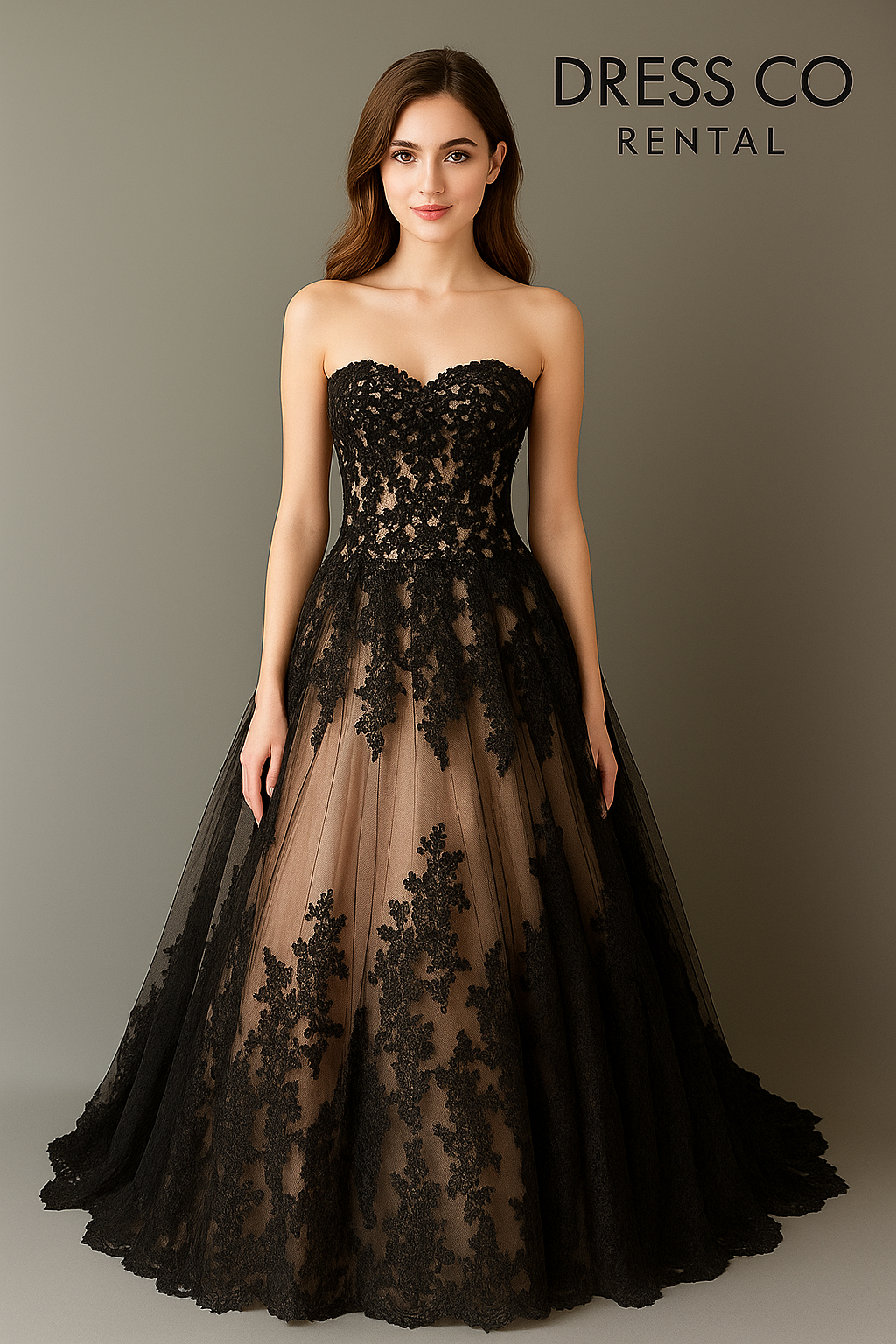 Black Lace Ball Gown