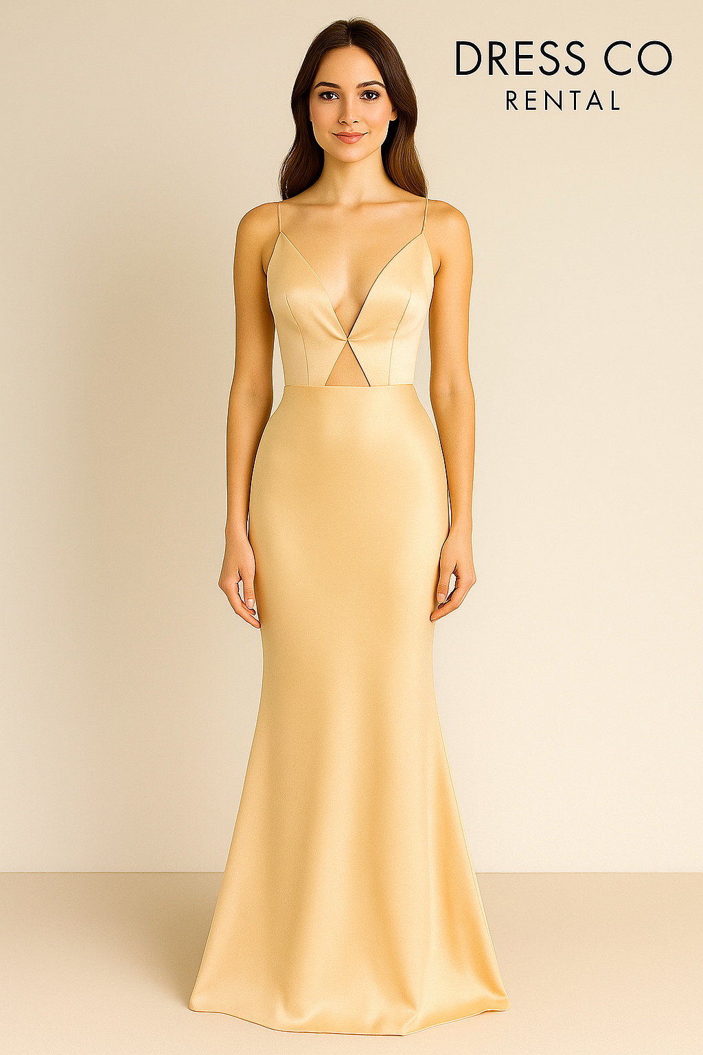 V-Neck Cutout Satin Gown