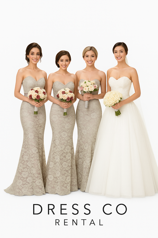 Mermaid bridesmaid dress with grey lace strapless